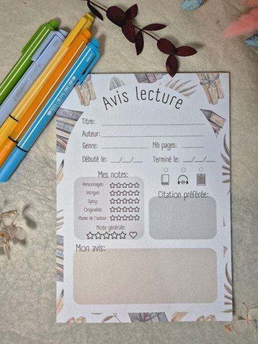 Bloc note "Avis lecture" livre